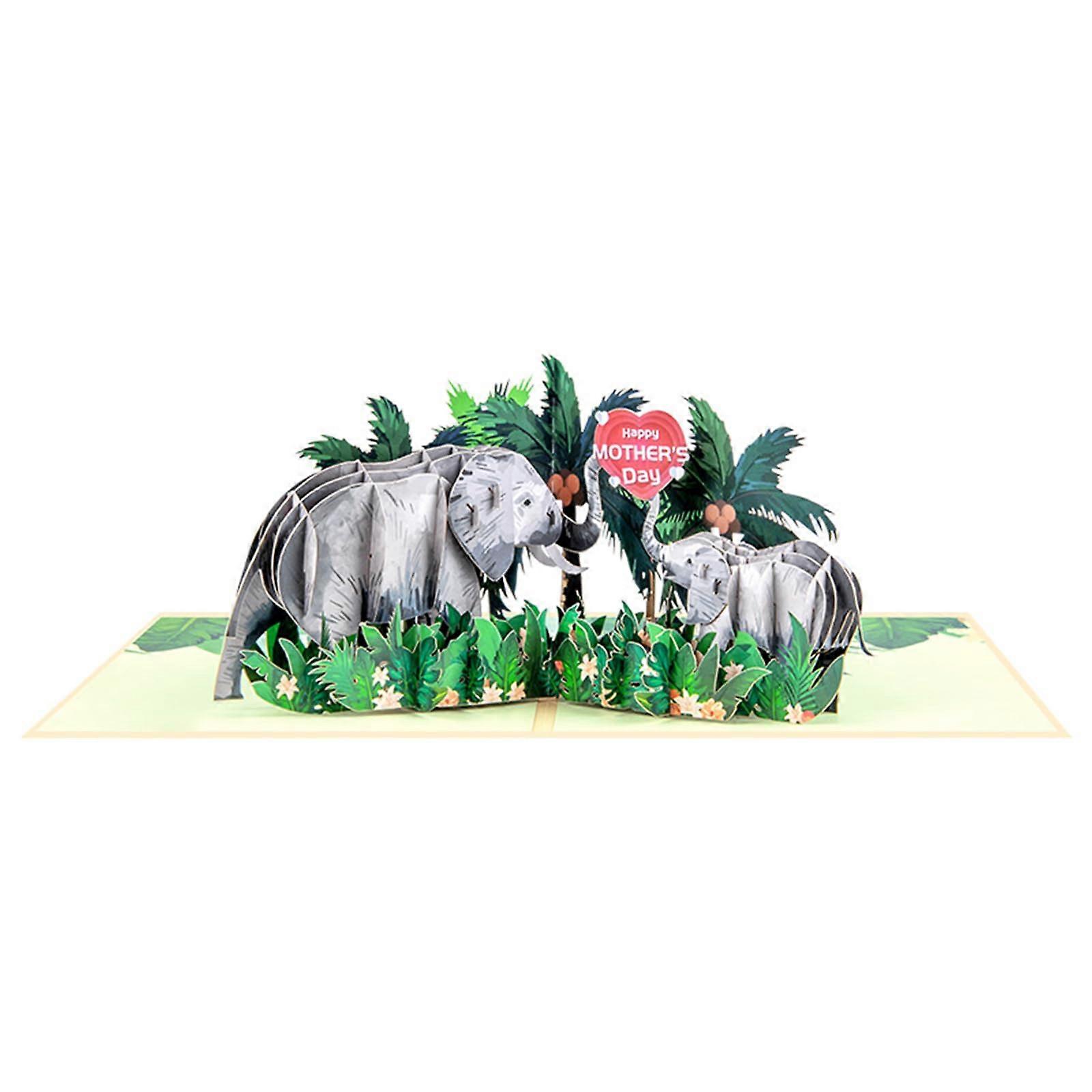 Pop Up Greeting Card 3D Elephant Design with Removable Note for Birthday Anniversary Wedding