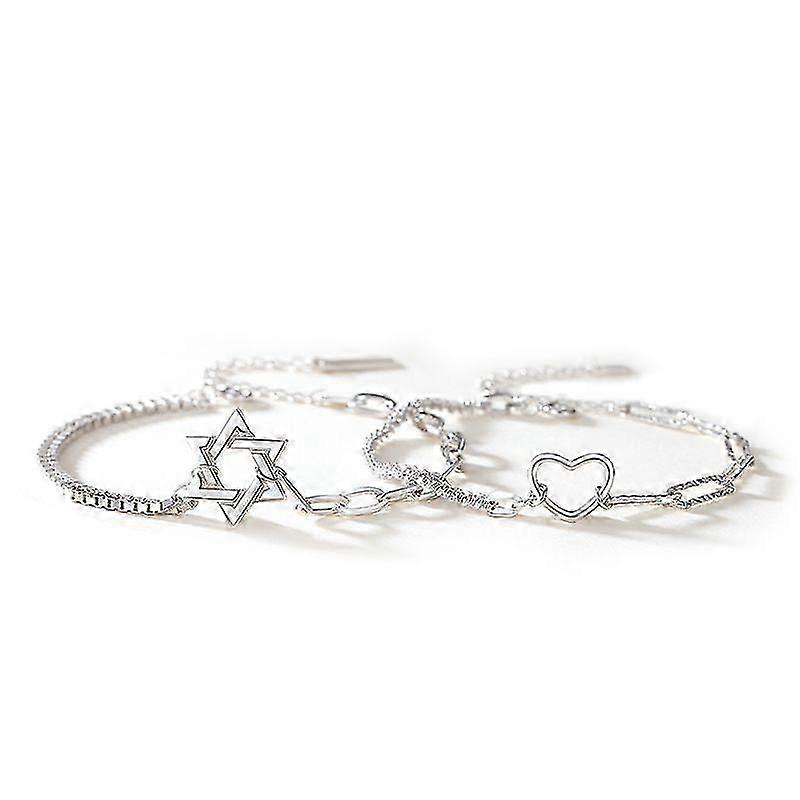 Six Pointed Star Couple Bracelet Set 2 Pieces