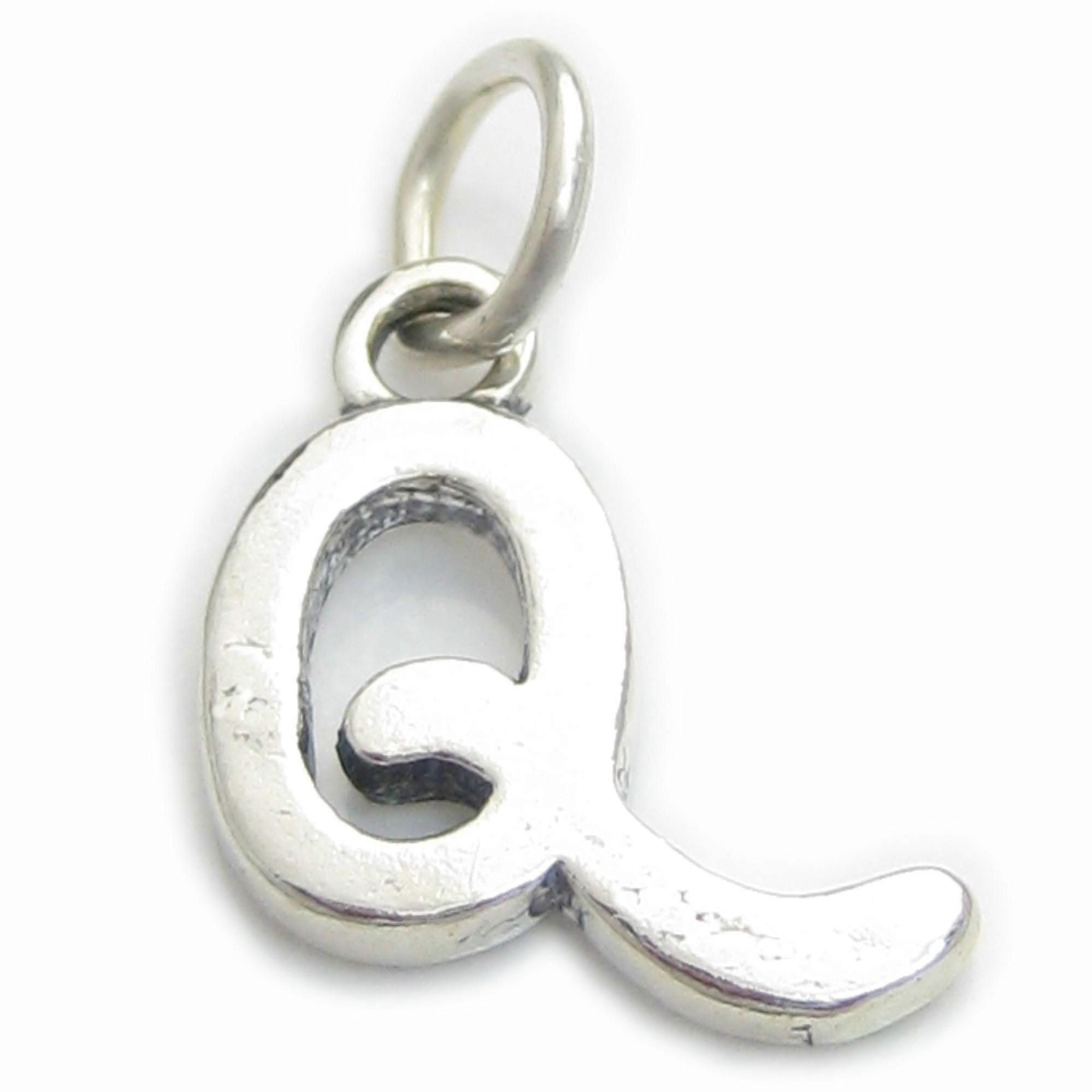 Script Letter Q Initial sterling silver charm .925 x 1 Letters charms
