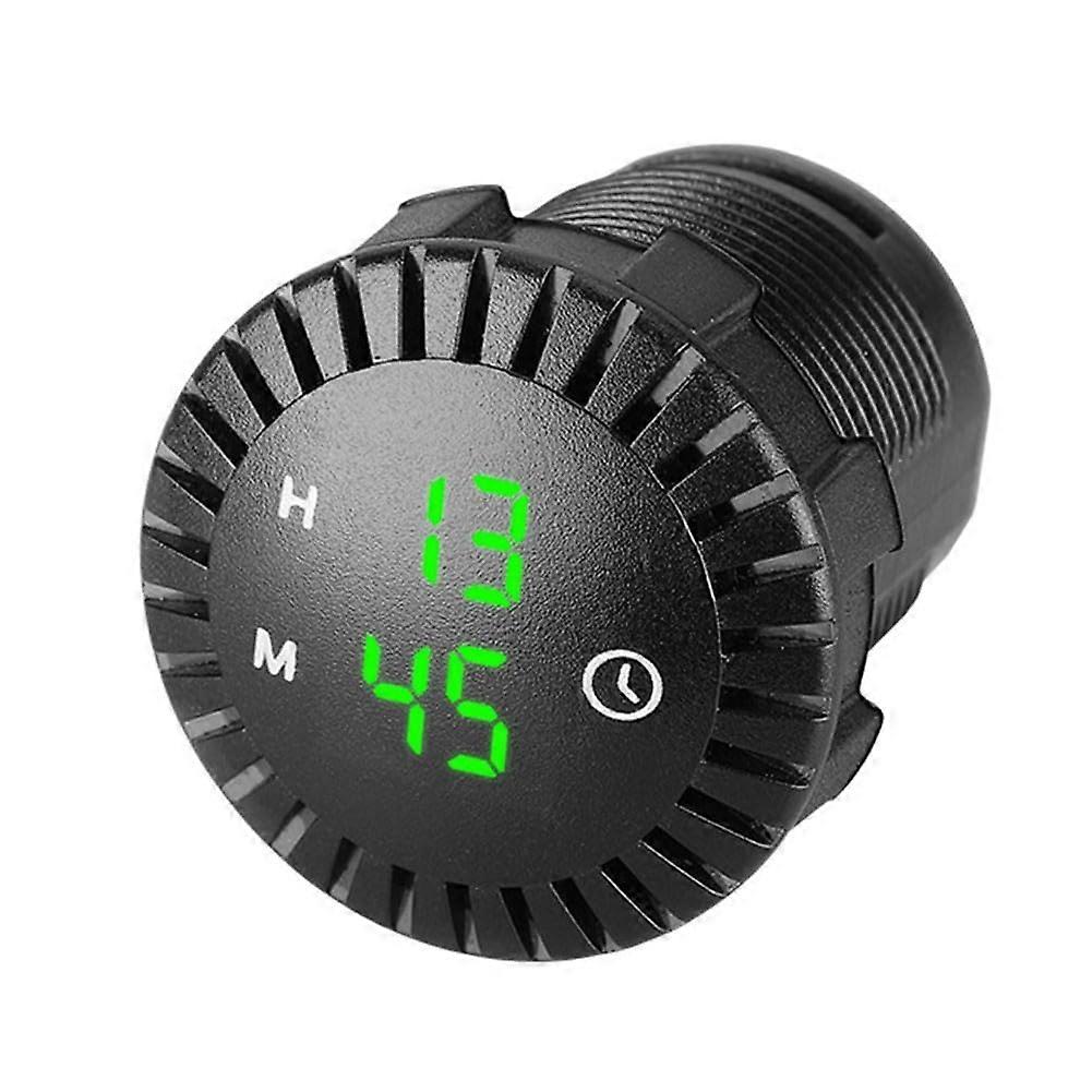 Waterproof Digital Clock for Motorcycle 12V 24V, Touch Screen Control, Compact Design, Green