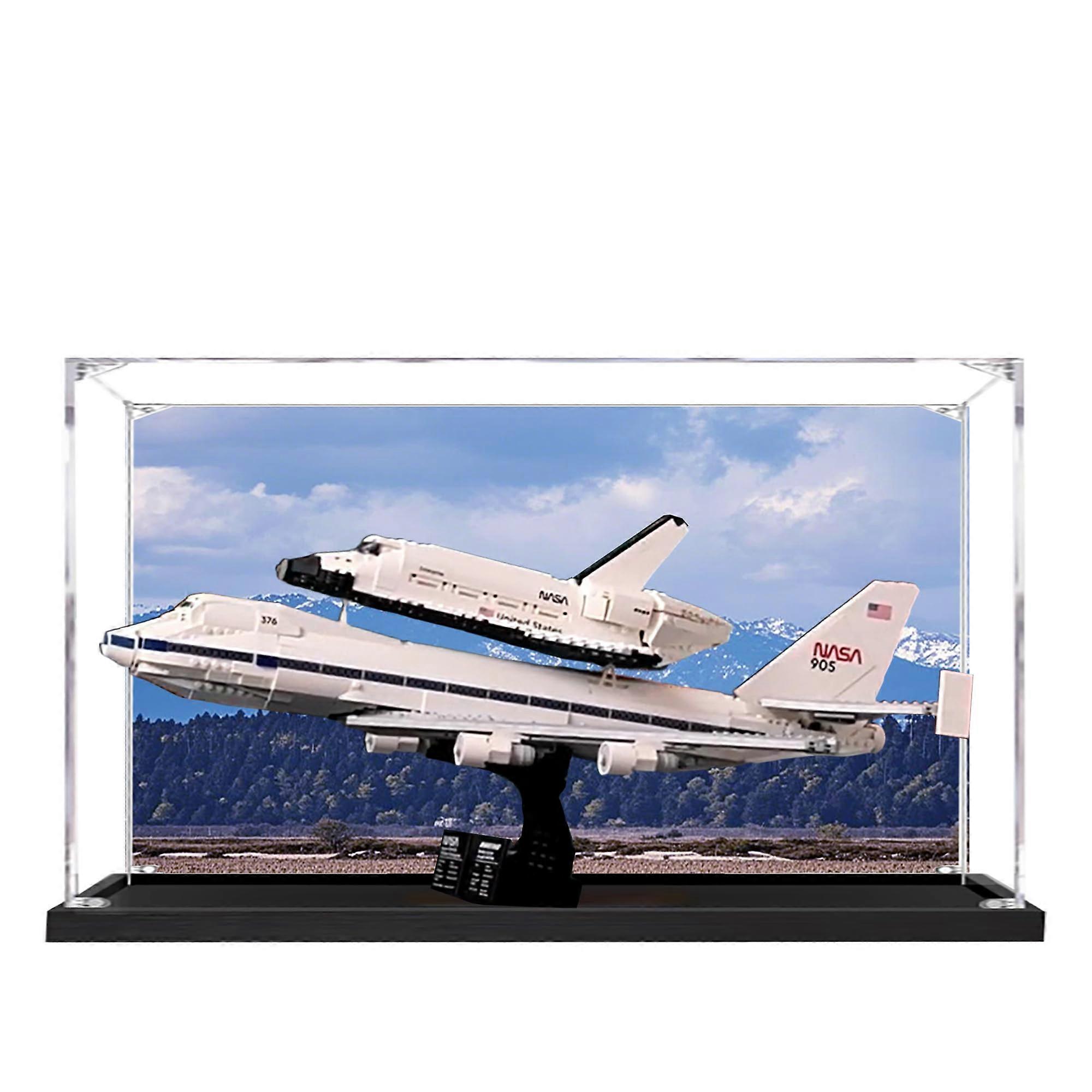 Acrylic Display Case for  10360 Space Shuttle Transport, Clear Dustproof Box with Black Base