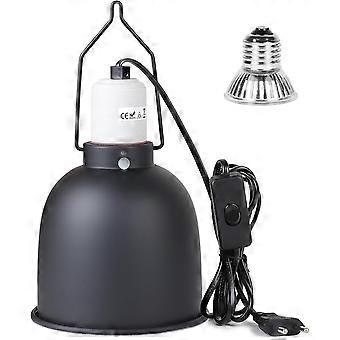 Lampada riscaldante per terrario a cupola E27 con 1 lampadina da 25 W, lampada riscaldante con riflettore in alluminio per tartarughe, serpenti, lucertole, cacatua, camaleonti, piante grasse, ecc.