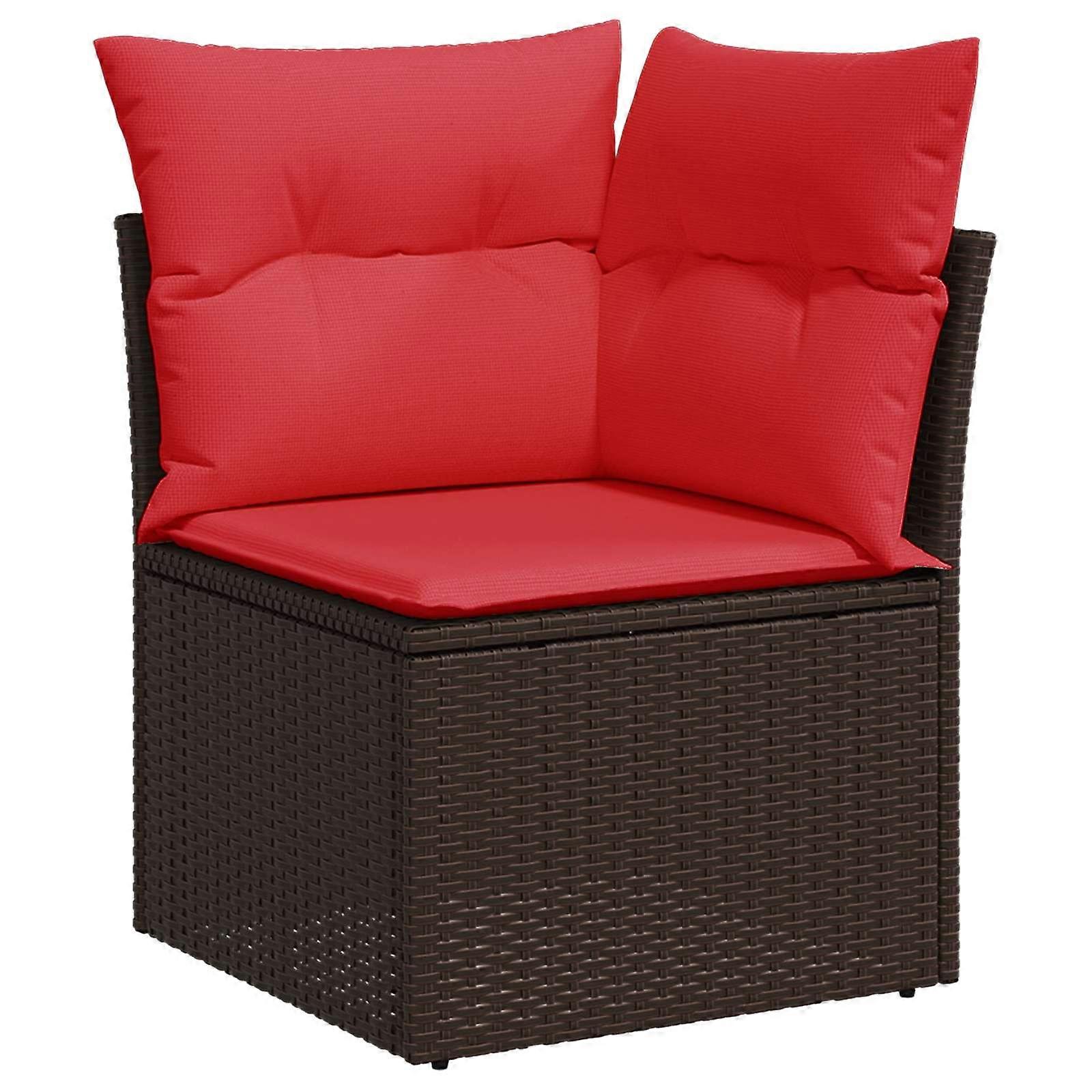 Garden Corner Sofa with Cushions Brown Poly Rattan