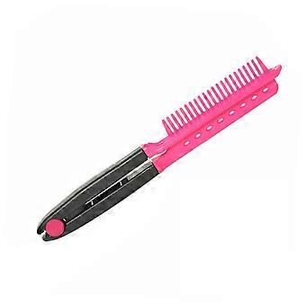 Haarstijlkam met draagbaar V-vormig ontwerp, 2-in-1 styling voor alle haartypes, roze