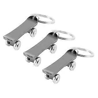 Skateboard-Schlüsselanhänger im kreativen Stil, aus schwarzer Zinklegierung, 3er-Packung – ideal für Schlüsselbesitzer, als Geschenk oder für jeden Anlass.