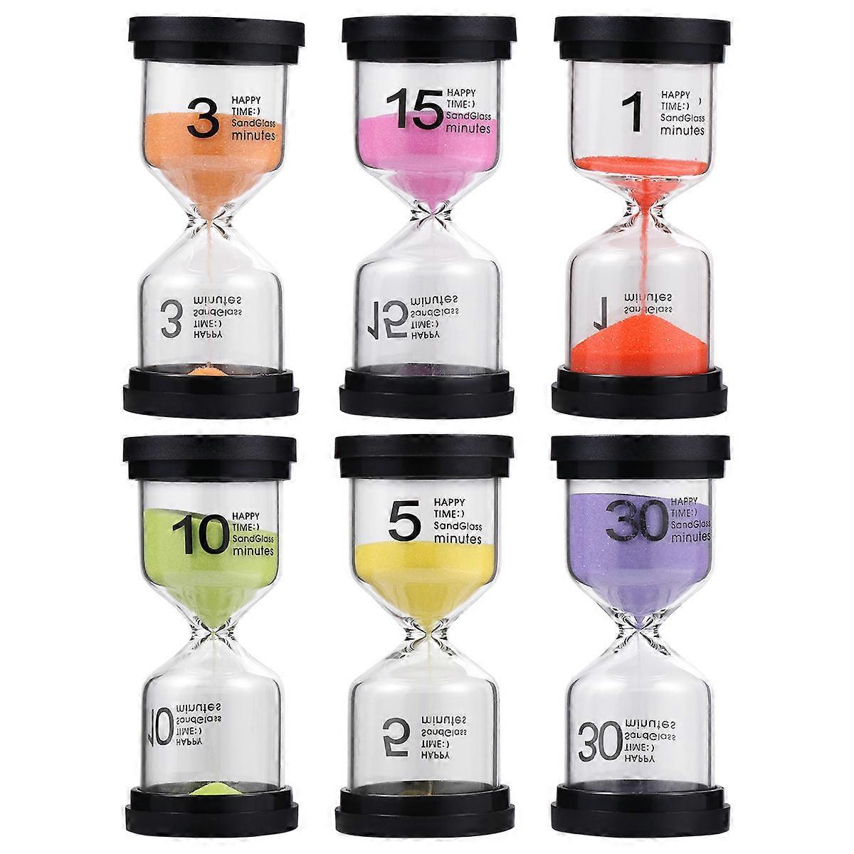 Timer Sandglass Tabletop Hourglass Timer for Home Indoor 6Pcs