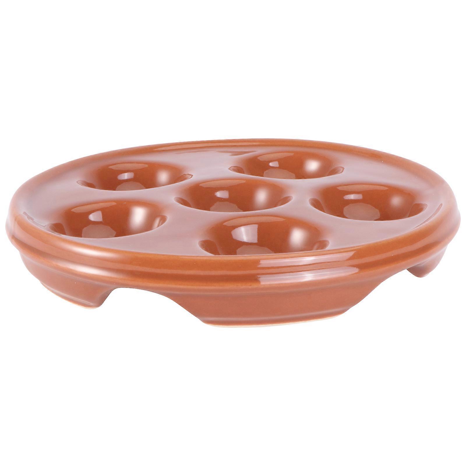 Ceramic Escargot Plate for Baking 1 Snail Baking Dish Brown