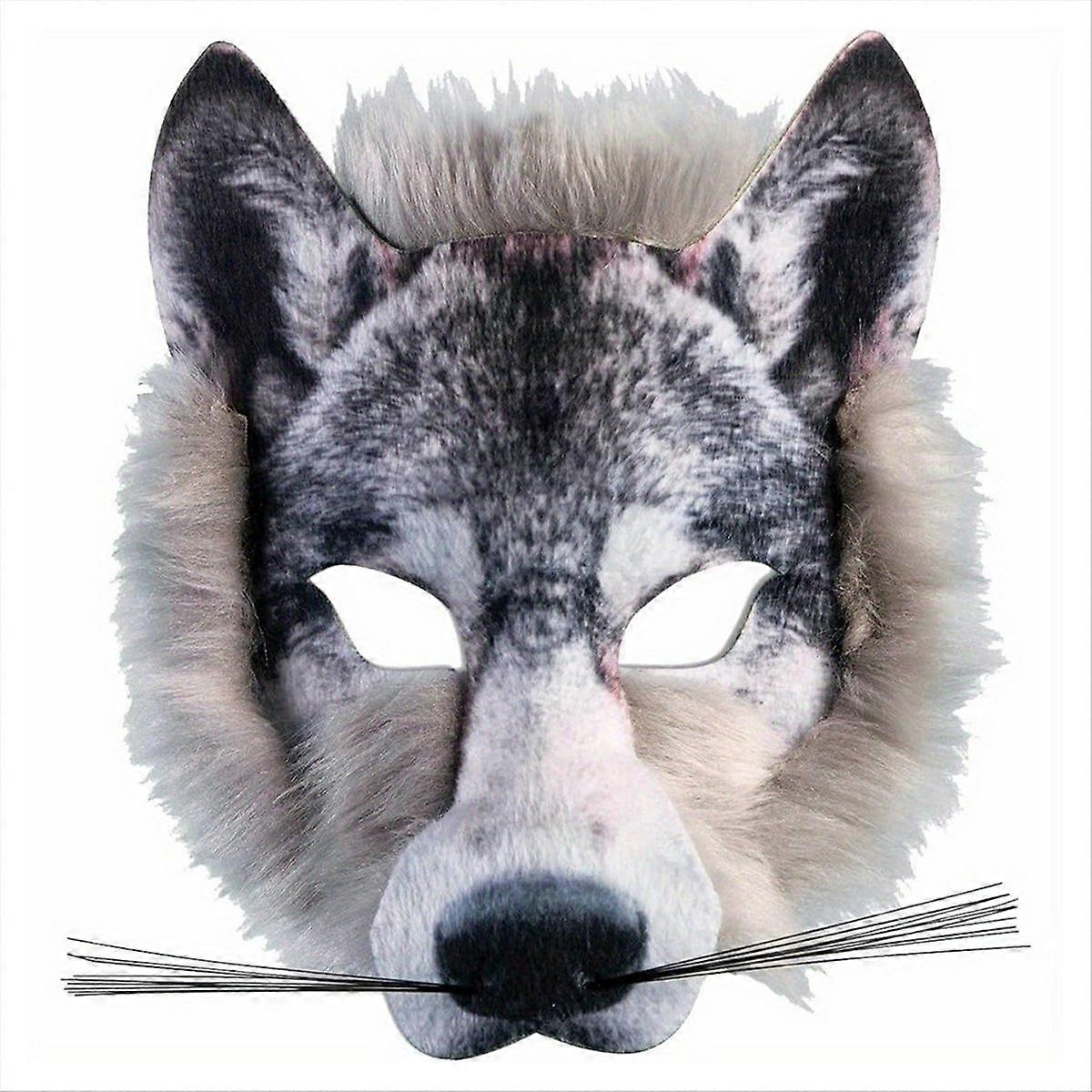 1 st djurmask med varg för alla, universal för Halloweenfester och sammankomster, unisex djurmask med varg, en storlek