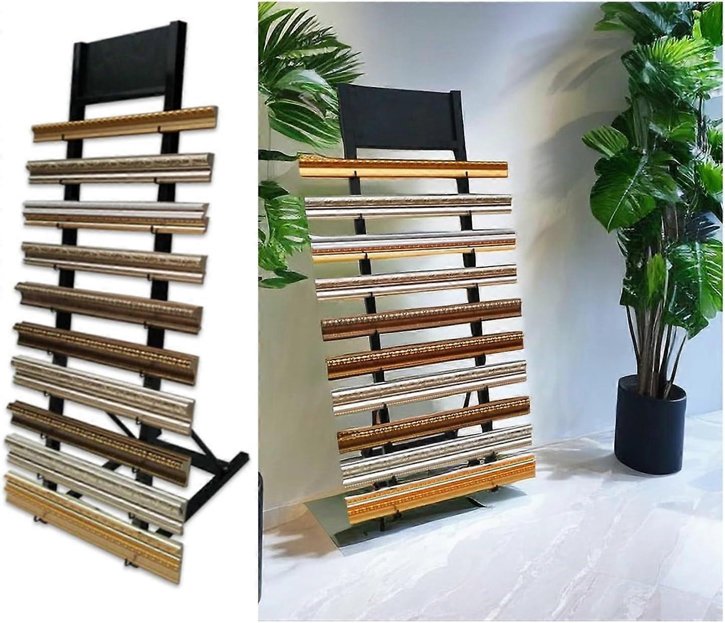 Tile Display Rack Floor Standing 10Tier SpaceSaving Stand for Showroom Ceramic Tile Samples Black