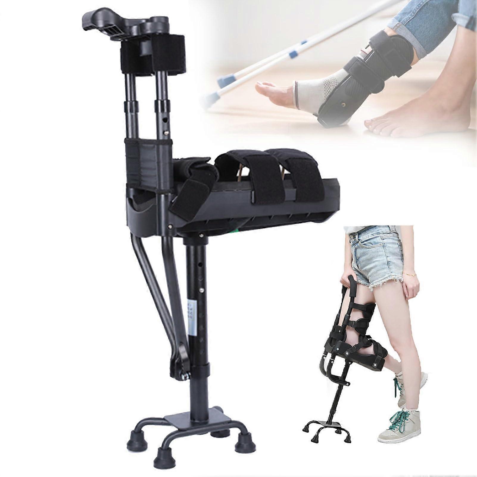 Right Side Hands Knee Crutch with Adjustable AntiSlip Platform for Single Leg Mobility Support
