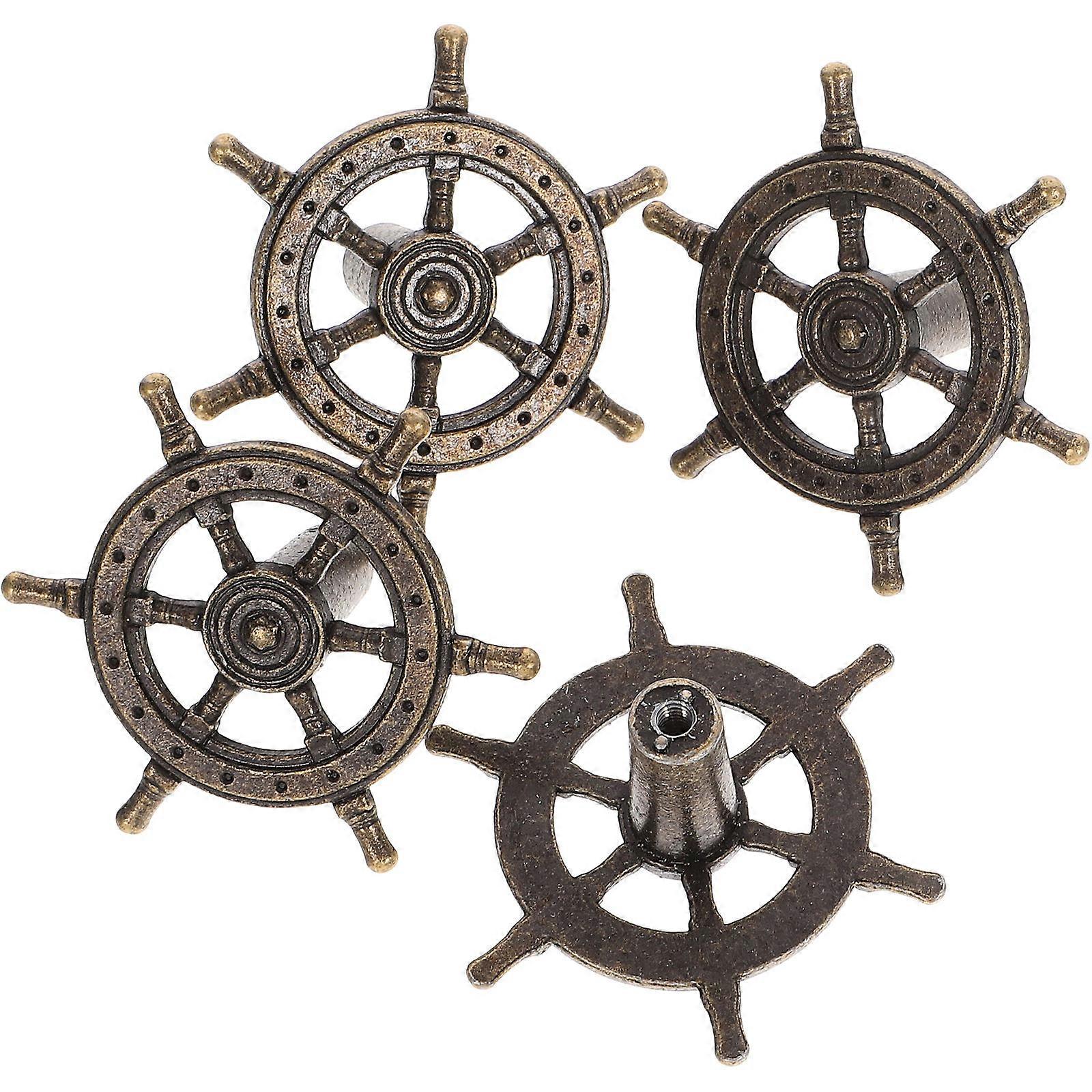 4Pcs Vintage Ship Helm Cabinet Knobs Drawer Knobs Handles Furniture Door Pulls
