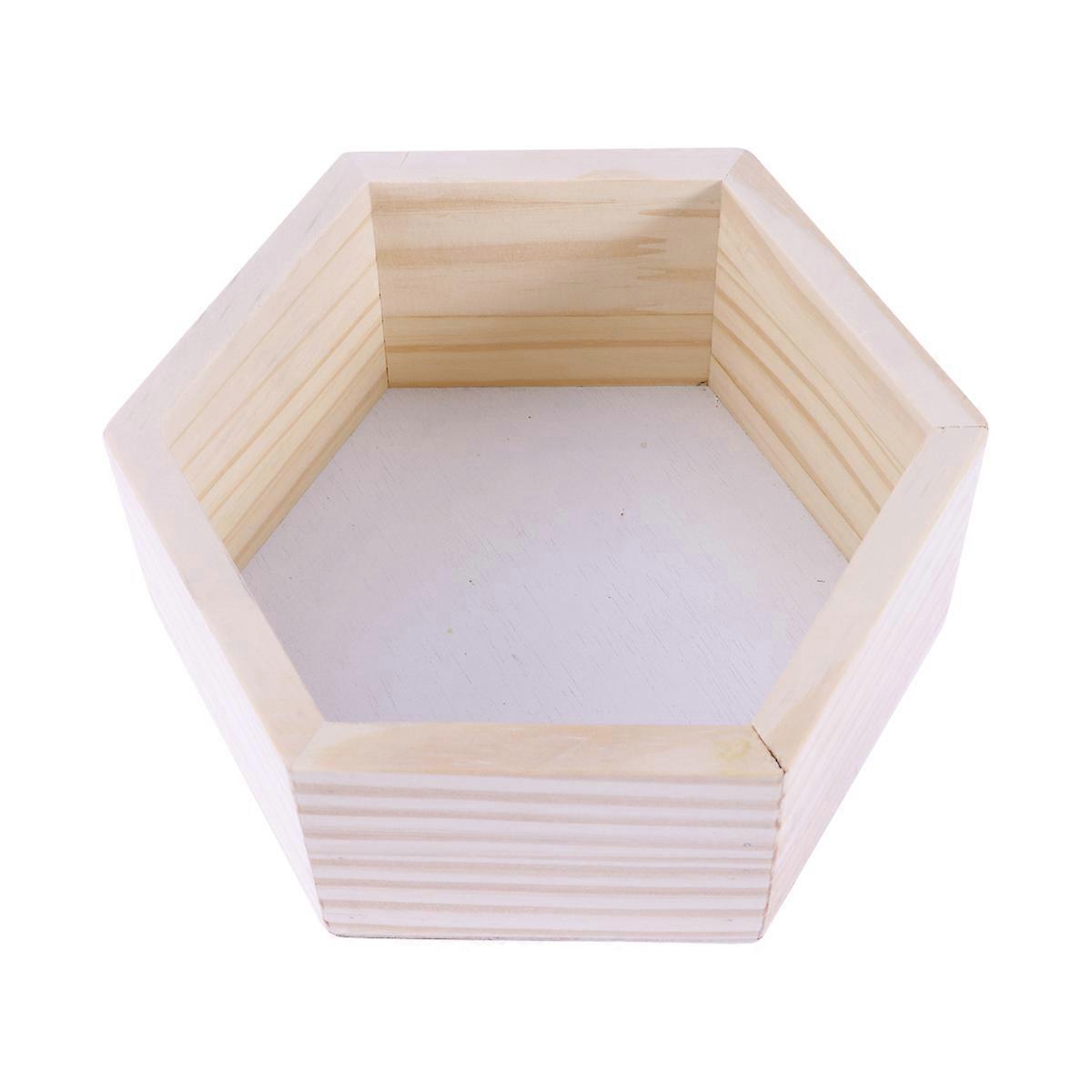 Wall-Mounted Wood Rack for Decoration Hexagonal Solid Wood White