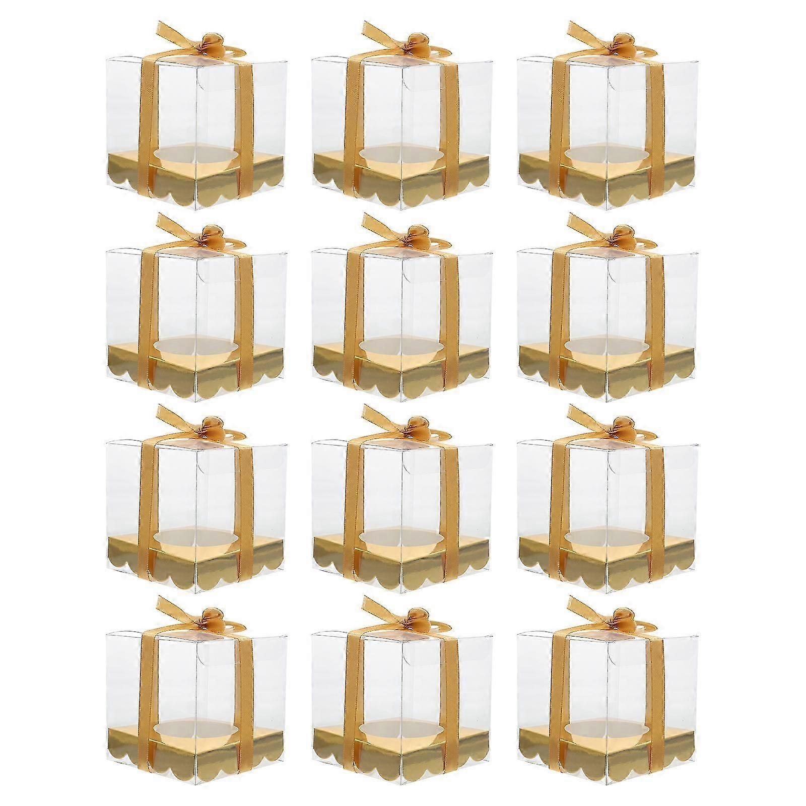 12pcs Transparent Cake Boxes Plastic PET Plastic Boxes Cake Package Boxes for Bakery Party