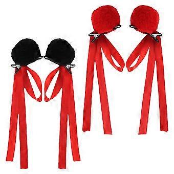 2 Paare Kinder Dutt Haarspangen mit Pom Ball Quasten Niedliche Haaraccessoires für Mädchen für den täglichen Gebrauch Partys Hochzeiten Chinesisches Neujahr, Weihnachten und Frühling Fes