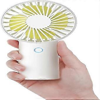 Mini ventilador portátil branco - recarregável via USB, compacto e leve, funcionamento silencioso, perfeito para viagens e uso no escritório.