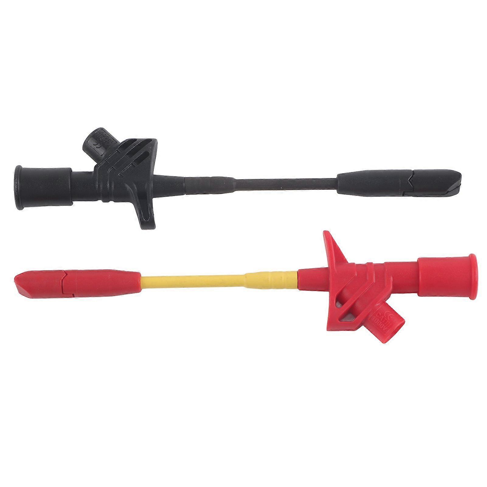 P5005 2pcs Fully Insulated Quick Piercing Test Needle Hook Multimeter Testing Probes 4mm Socket