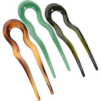 Retro U-Shaped Hair Pins 3Pcs Large Polka Dot French Side Combs for Women Hair Bun Pins Stylish Decorations