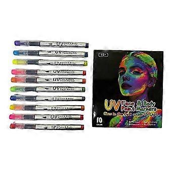 Neuer leuchtender Körperbemalungsstift, abwaschbarer Neon-Gesichtsbemalungsstift, geeignet für Feiertags-, Party- und Cosplay-Make-up