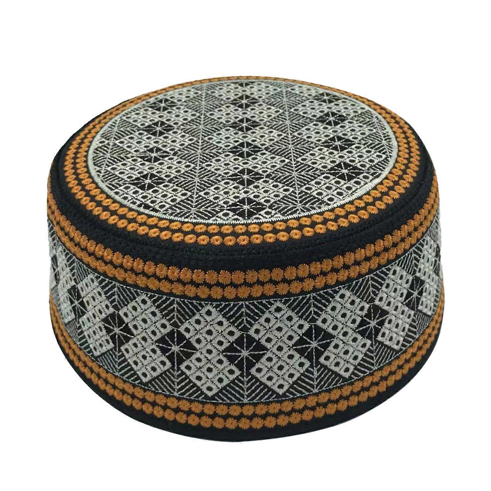 Embroidery Pattern Exquisite Workmanship Prayer Hat Flat Top Men Nation Hat
