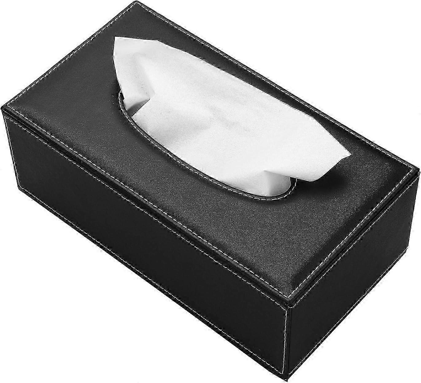 Rectangular Leather Household / Office / Car Cosmetic Tissue Box (Black)