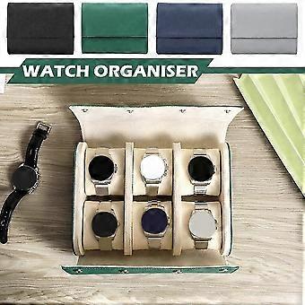 Retro ekte skinn 6Grids klokkeboks utstillingsveske klokke reise oppbevaringsholder YTQ