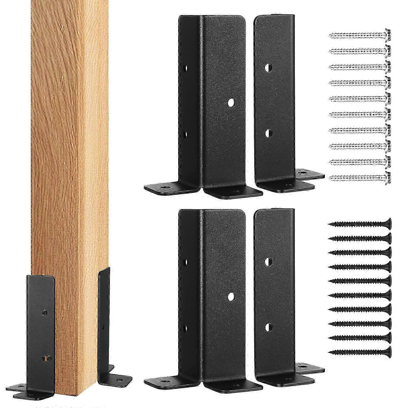 4 Sets Fence Post Brackets Deck Post Base Brackets Kit Heavy Duty Railing Post Bracket compatible with Pergola Railing Mailbox Deck Post
