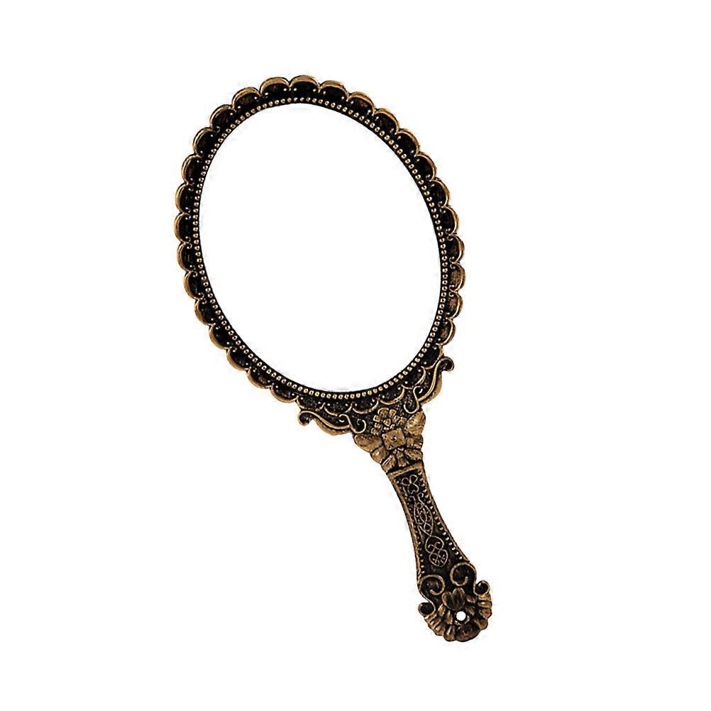 Handle Mirror Creative Retro Pattern Makeup Mirror for Makeup Portable