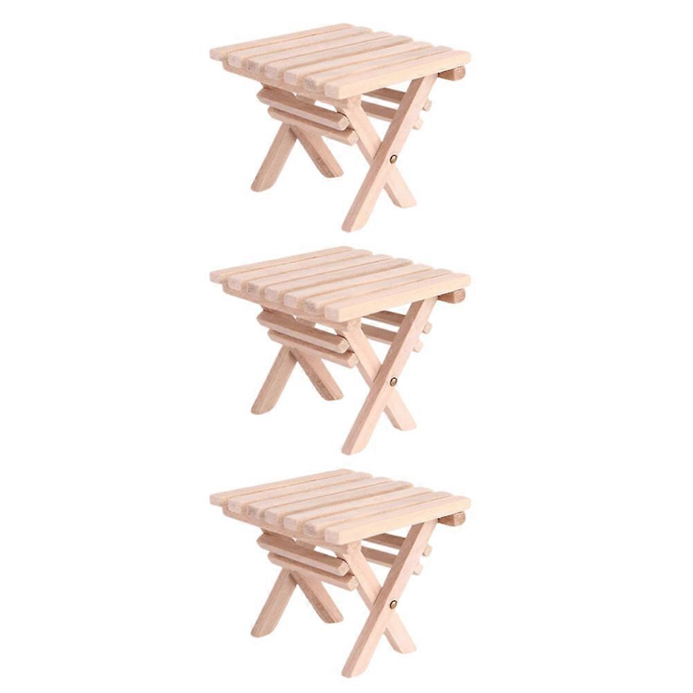 3PCS Miniature Folding Table Models Creative Wooden Mini Table Mini House Decor