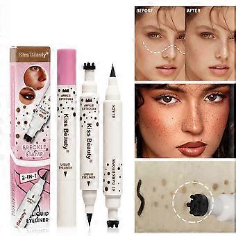 Freckle Stamp with Eyeliner Pen 2 in 1 for Natural Lifelike Faux Freckle Waterproof Fake Freckles Stain Marker for Long Wear Sunkissed Makeup