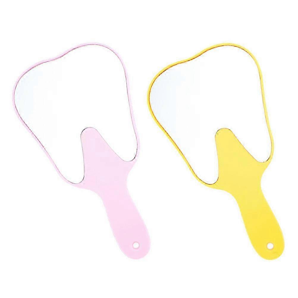 Makeup Mirror Tooth Shaped Handheld for Make Ups 2Pcs Plastic Glass