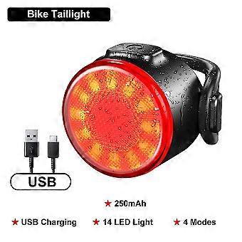 USB Rechargeable Bike Taillight, Waterproof LED Safety Signal Lamp for Bicycle Motorcycle Helmet, 3 Modes Rear Light