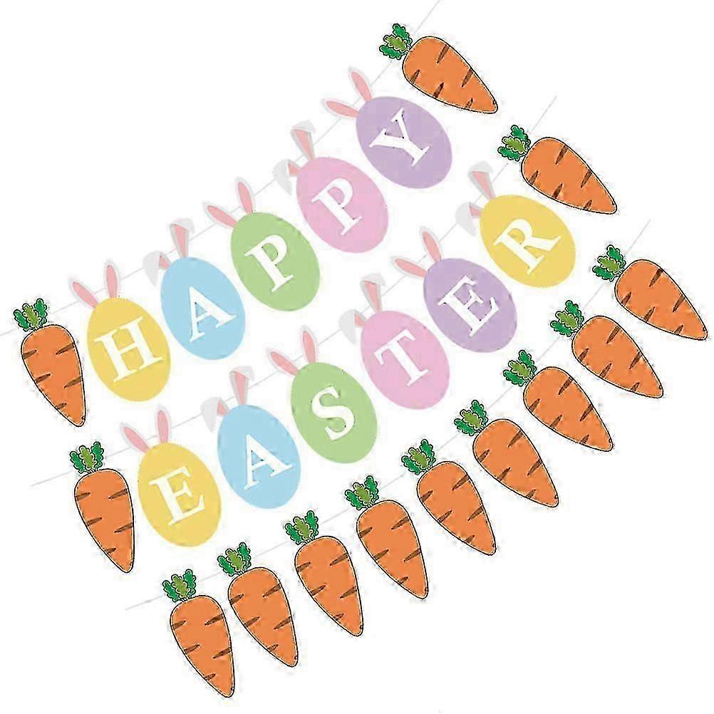 2 Sets Easter Elements Bunting Happy Easter Banner Easter Carrot Banners ping
