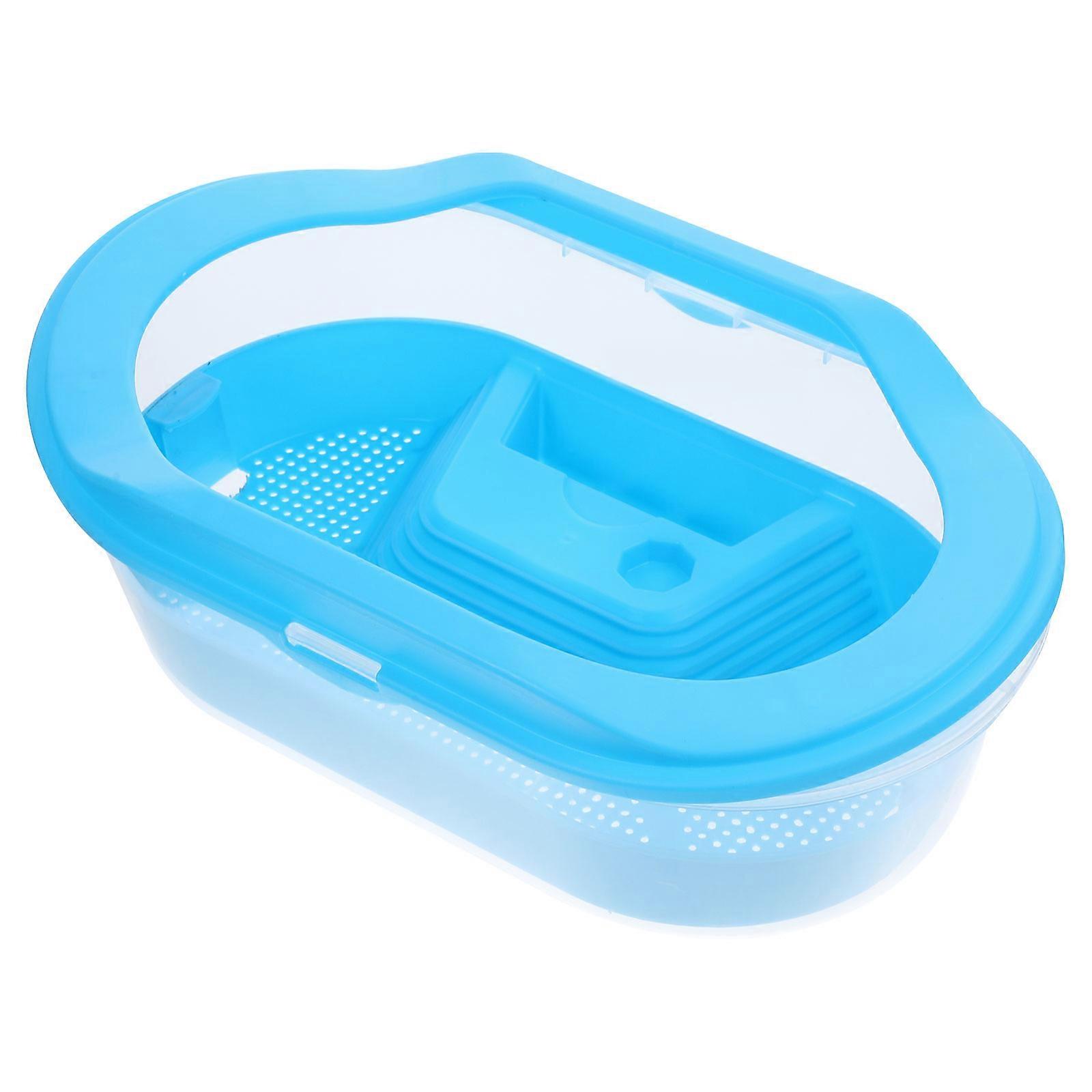 Turtle Cylinder with Drying Platform Triple Layer Plastic Box