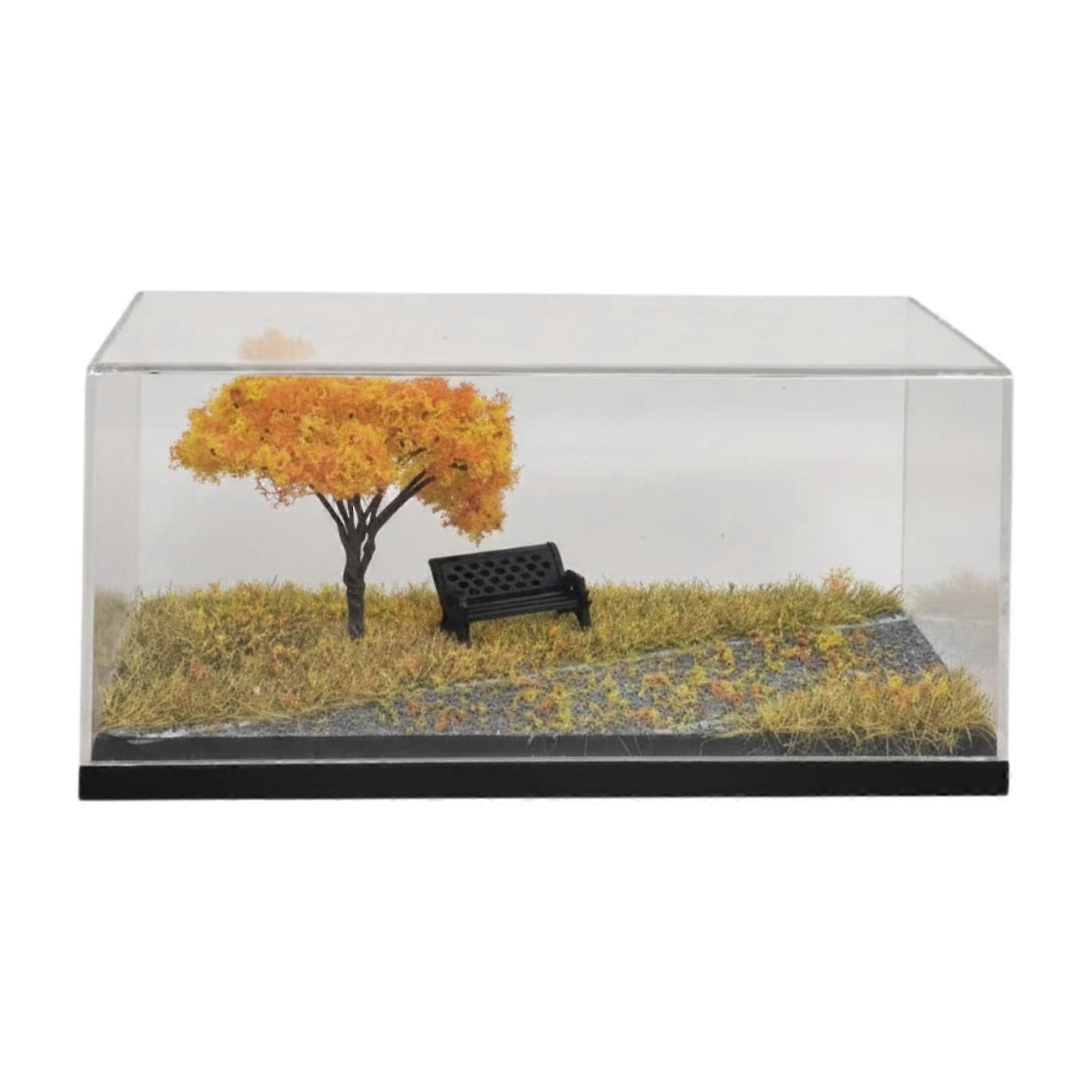 1/64 Vehicle Model Display Case with Bench Model for Mini Car Tiny Figures