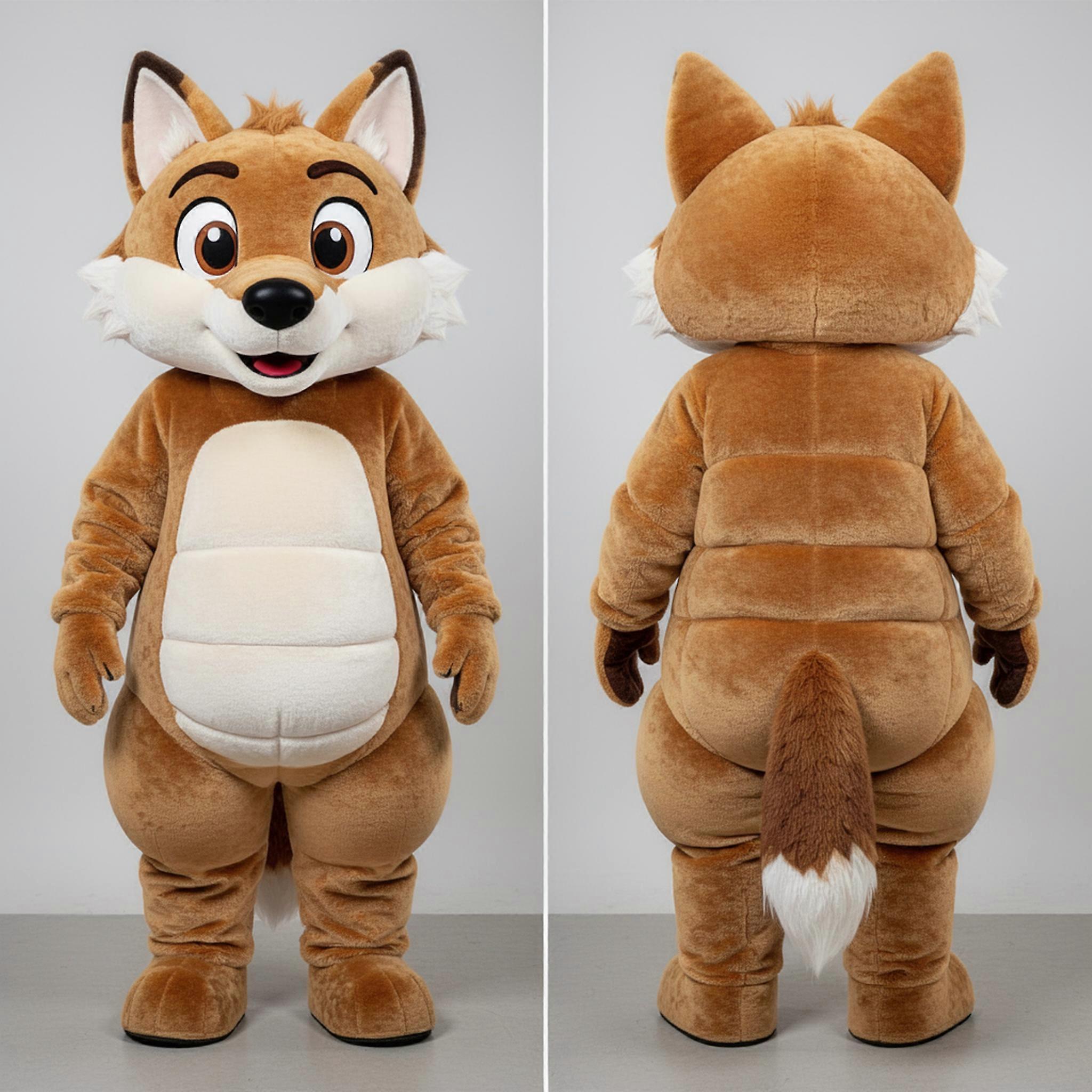 MASTICOT Tan Forest Wolf Mascot With Cushioned Plush Padding