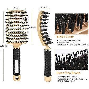 Escova de cabelo, escova de cabelo tipo raquete com cerdas de javali para mulheres, pente de cabelo com massagem suave, escova de cabelo Dele para