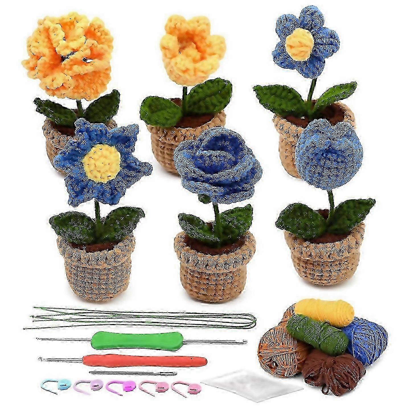 6 Flower Crochet Kit For Beginners