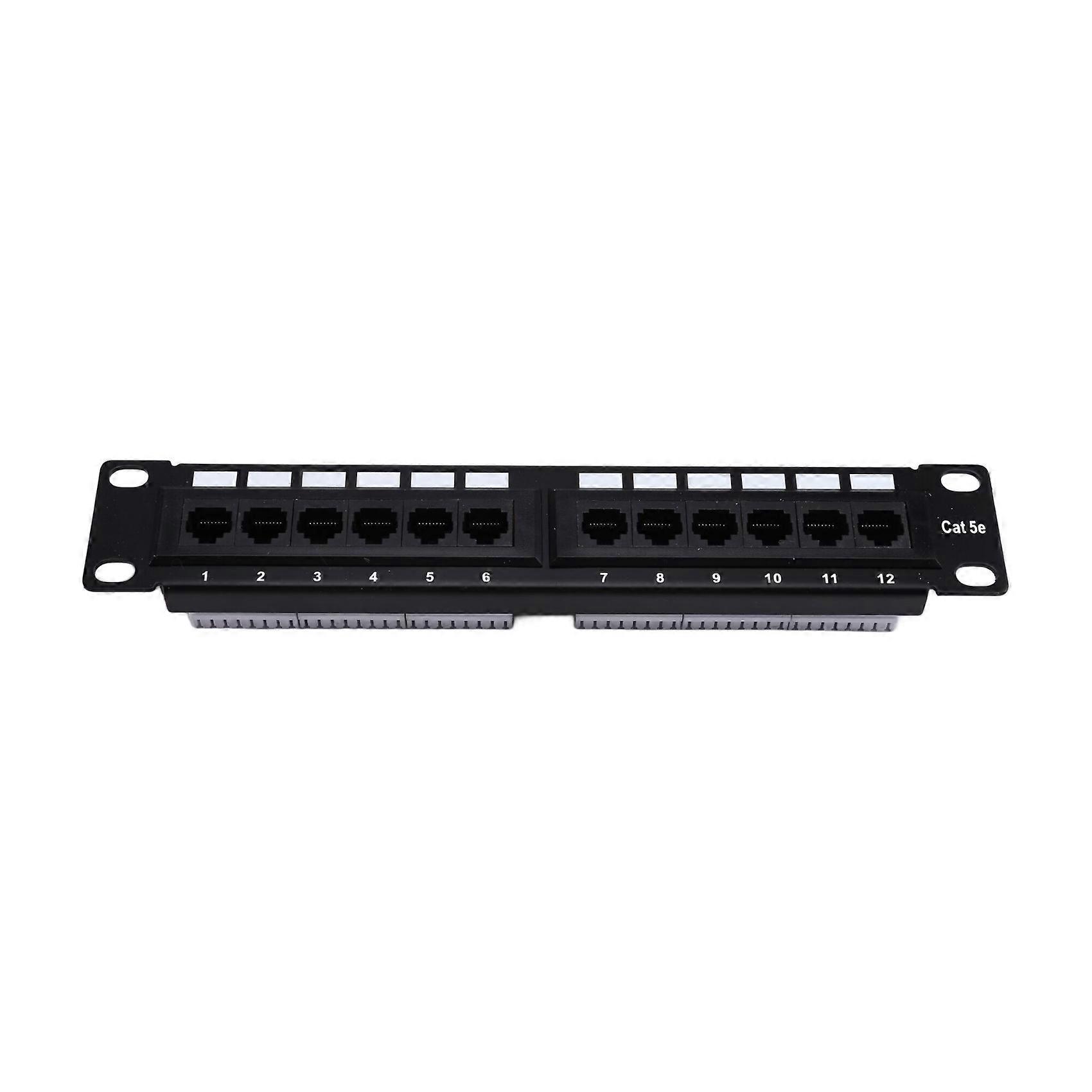 Patch Panel 12Port CAT5e 10G Support 1U Network Patch Panel UTP 19inch Wallmount or Rackmount Punch Down Block for CAT5e