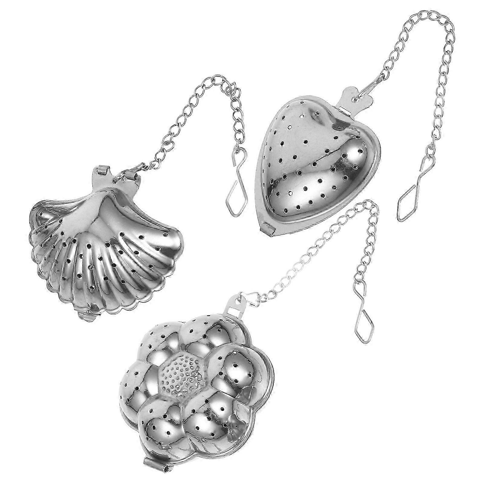 Silver Stainless Steel Tea Strainer for Tea Infuser 3Pcs Pack
