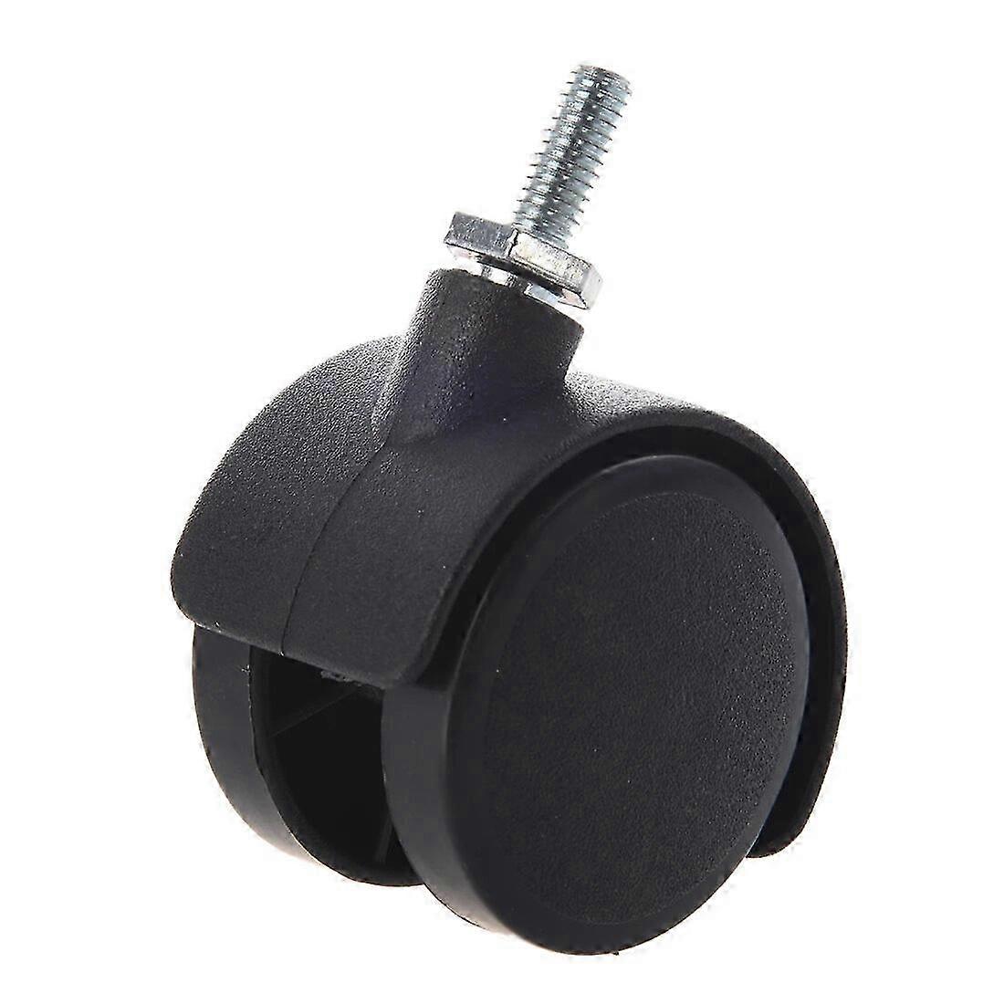 6mm Threaded Stem 40mm Dual Wheel Rotatable Caster Black