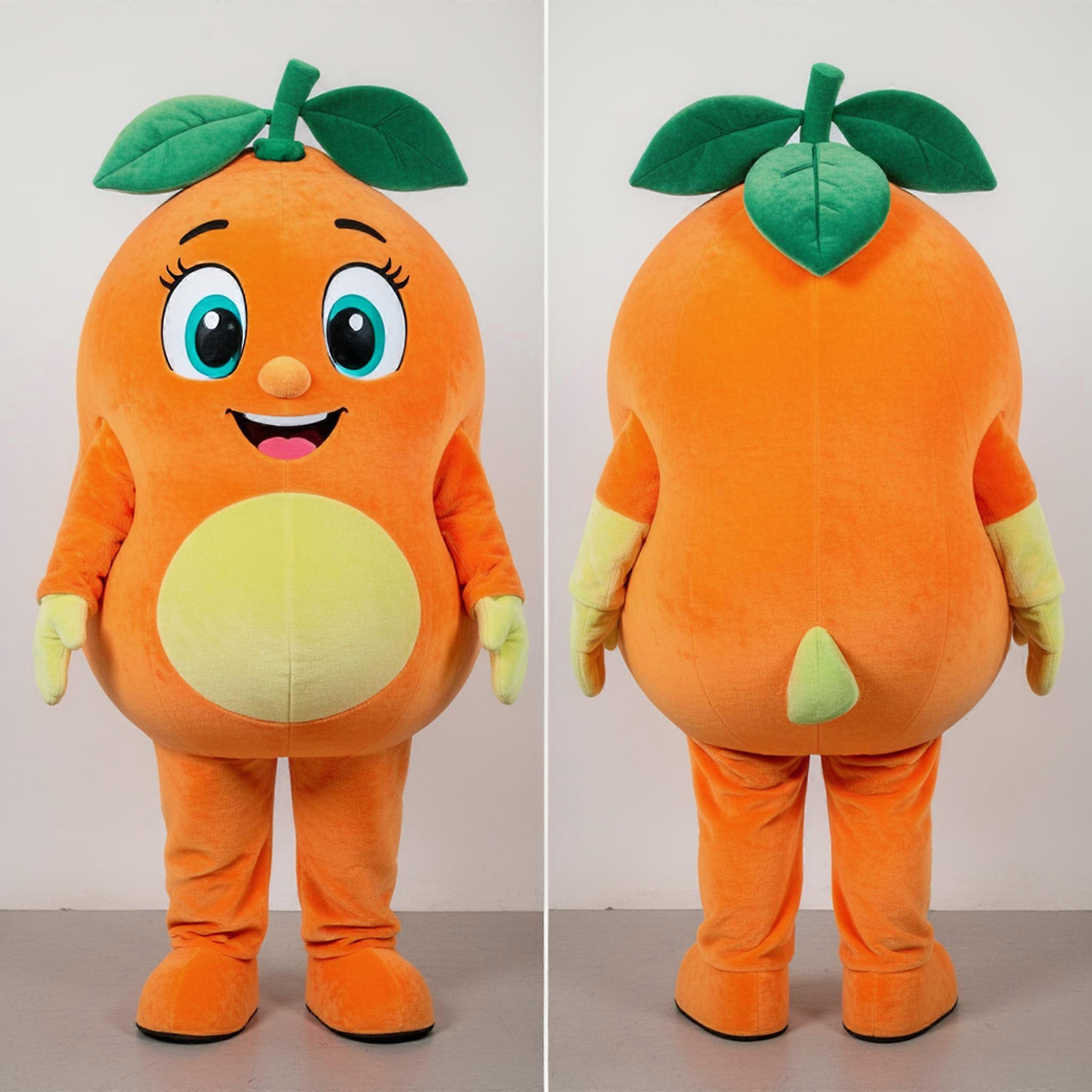 MASTICOT Bright Orange Round Grapefruit Mascot