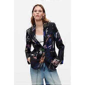 Desigual Nina Blue Arty Floral Print Blazer 26WWEW47