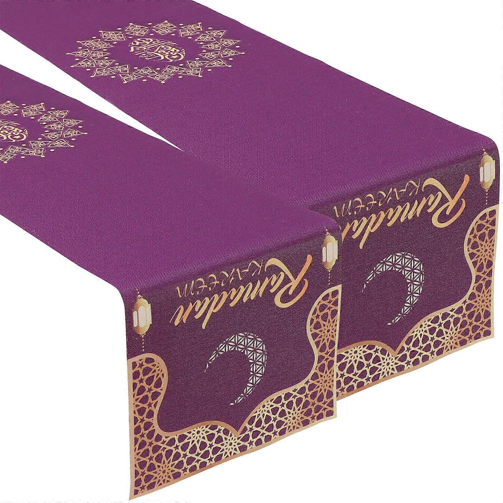 Mubarak Table Runner Linen Material for Restaurant Table 2Pcs Ramadan Use