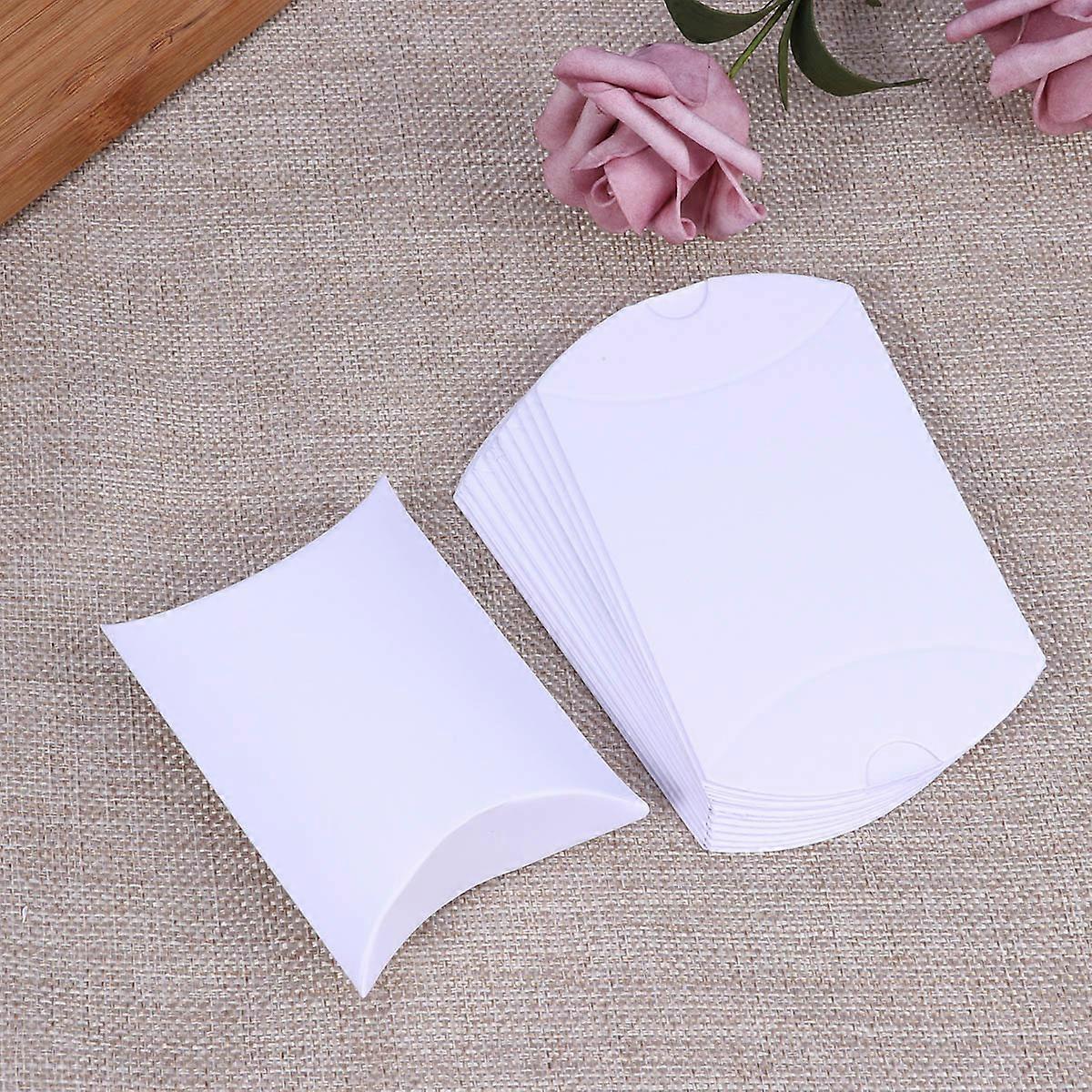 12Pcs Wedding Candy Boxes Pillow Shaped for Wedding Use White Packaging