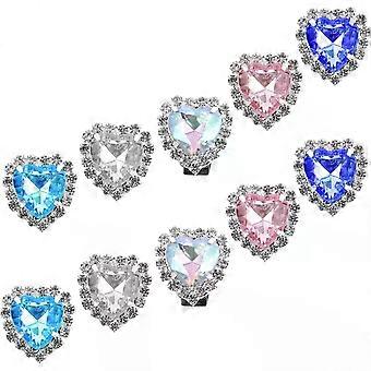 Schoenclips, 12 stuks, hartvormig, met strasssteentjes, vetersdecoratie.