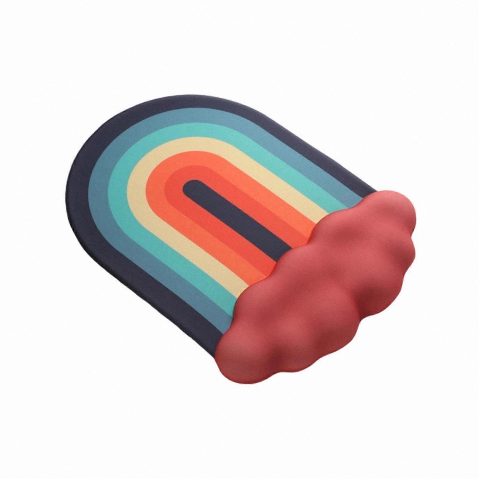 Memory Cotton Mouse Pad with Silicone Armlet - Cloud Rainbow Design, Black