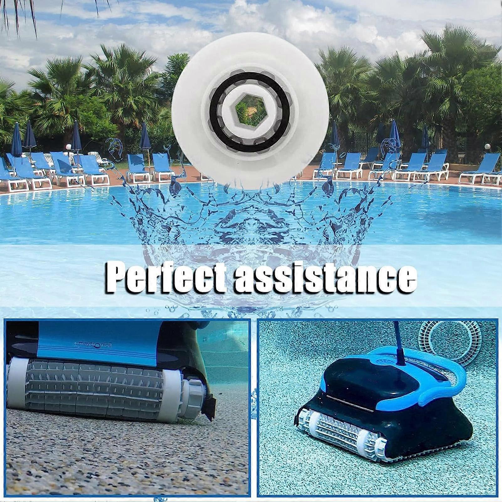 4 Pack Guide Wheels Replacement Pool Cleaner Guide Wheels with 2 Pully Gears for Maytronics for Dolphin