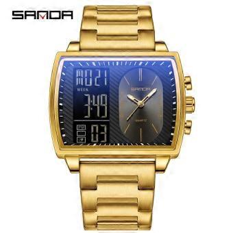SANDA 6238 Fashion Men's Electronic Watch Large Dial Dual Display Sports Multi Functional Quartz Electronic Watches