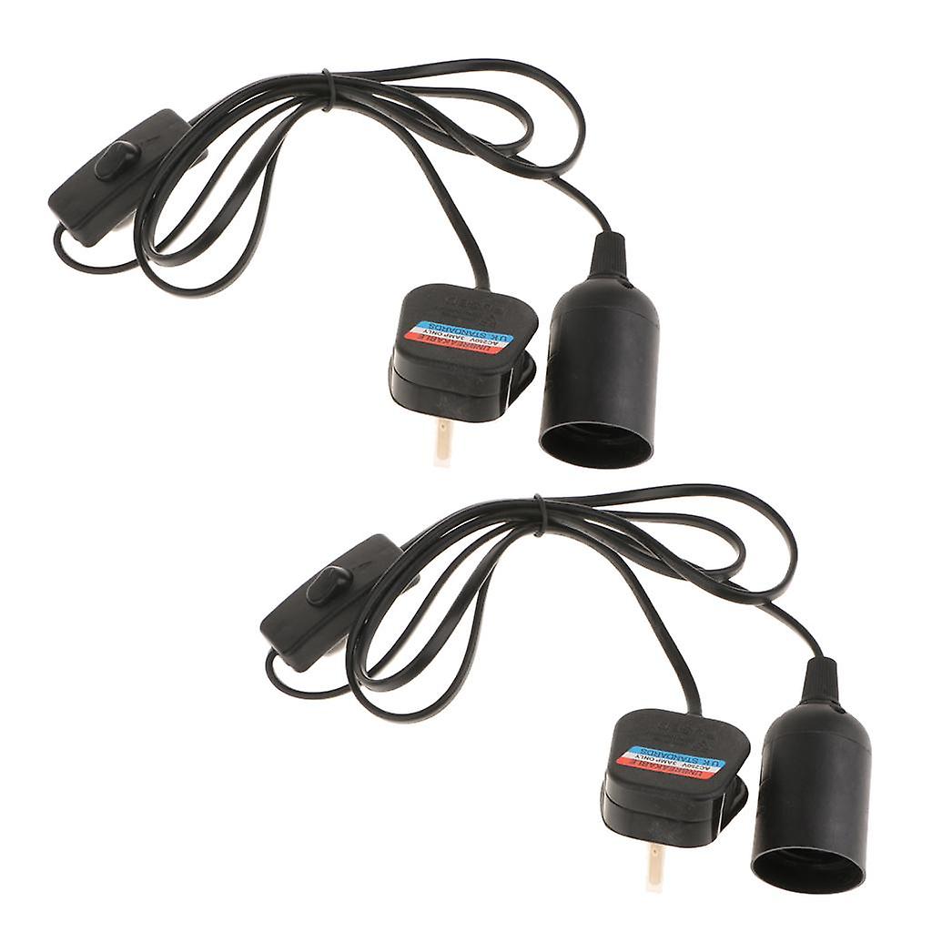 2-piece E27 Light Bulb Socket Lamp Holder To UK Plug Power Cord Adapter