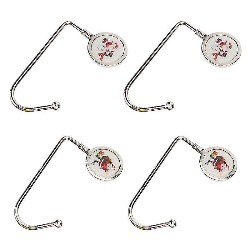 10X3.8cm Nickel Utility Hooks 4pcs Round Metal Bag Hangers Christmas Style Stocking Desk Handbag Hol